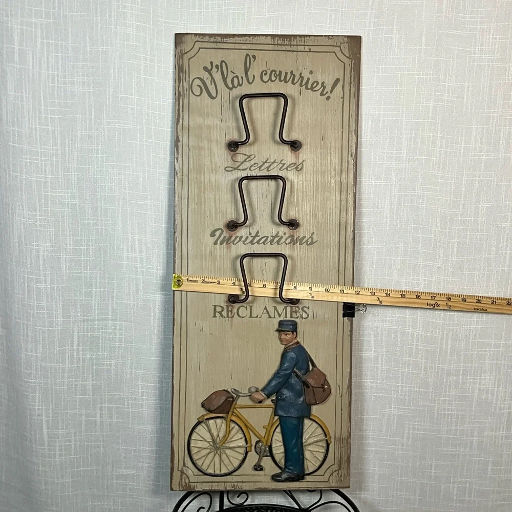 Vintage Style Wall Decor French Country Mail Organizer with Bicycle Design